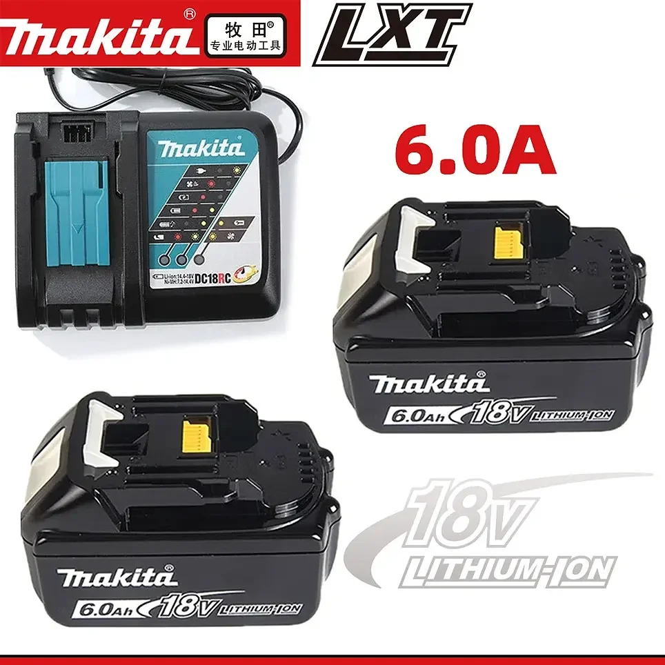 Makita ต้นฉบับเครื่องมือไฟฟ้าแบบชาร์จได้6A 18V Makita 18V พร้อมไฟ LED Li-ion แทนที่ BL1860B LXT ที่ชาร์จ BL1850 BL1860