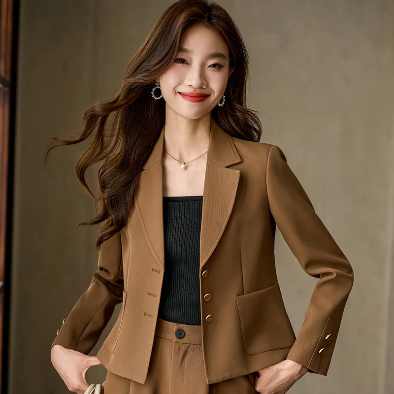 Short Suit Coat Women's Spring and Autumn Long Sleeve Temperament Commute Small Slim Fit Fashion Business Attire Suit Suit