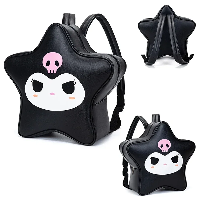 

Sanrio Kuromi Figures Japanese Kawaii Creative Five-Pointed Star Large-Capacity Pu Backpack Y2k Sweet Hot Girl Style Kid Gift