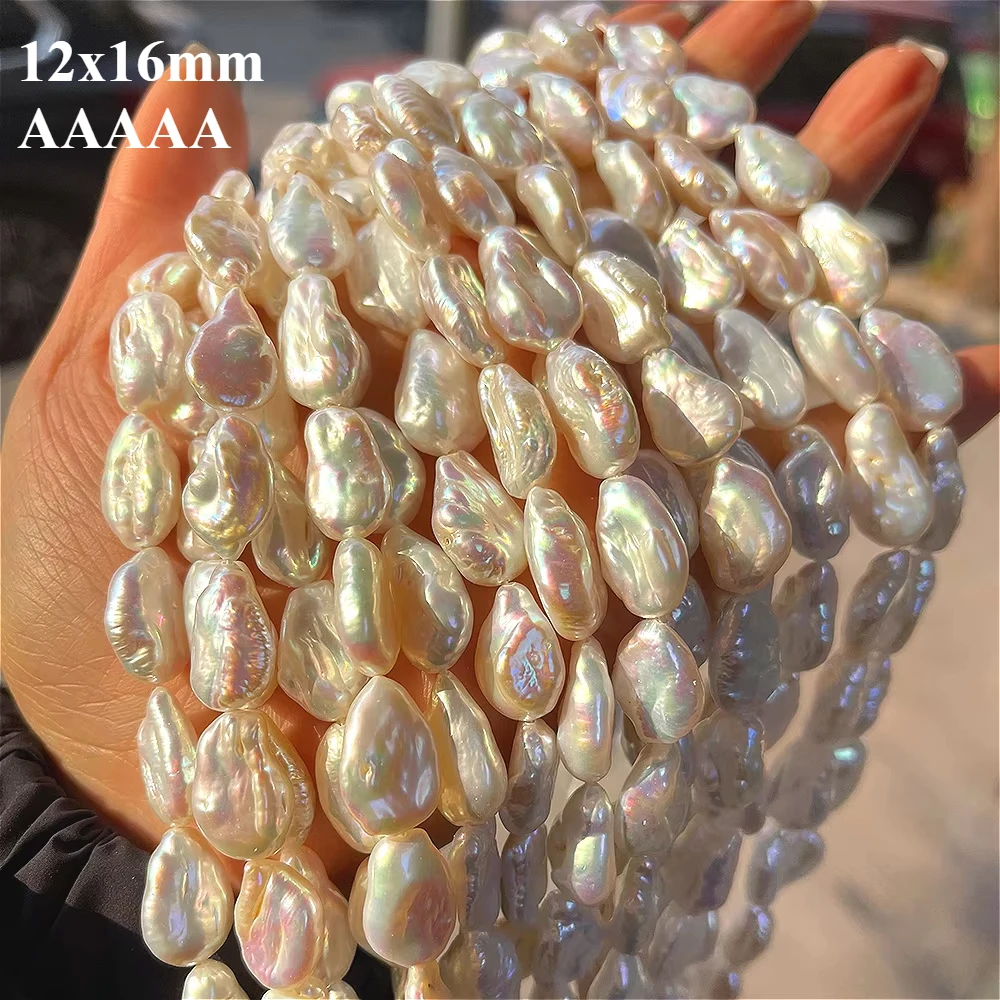 

12x16mm5A Natural Freshwater White Baroque Irregular Pearl Fine Gift Premium Bead Jewelry Make DIY Necklace Bracelet Accessories