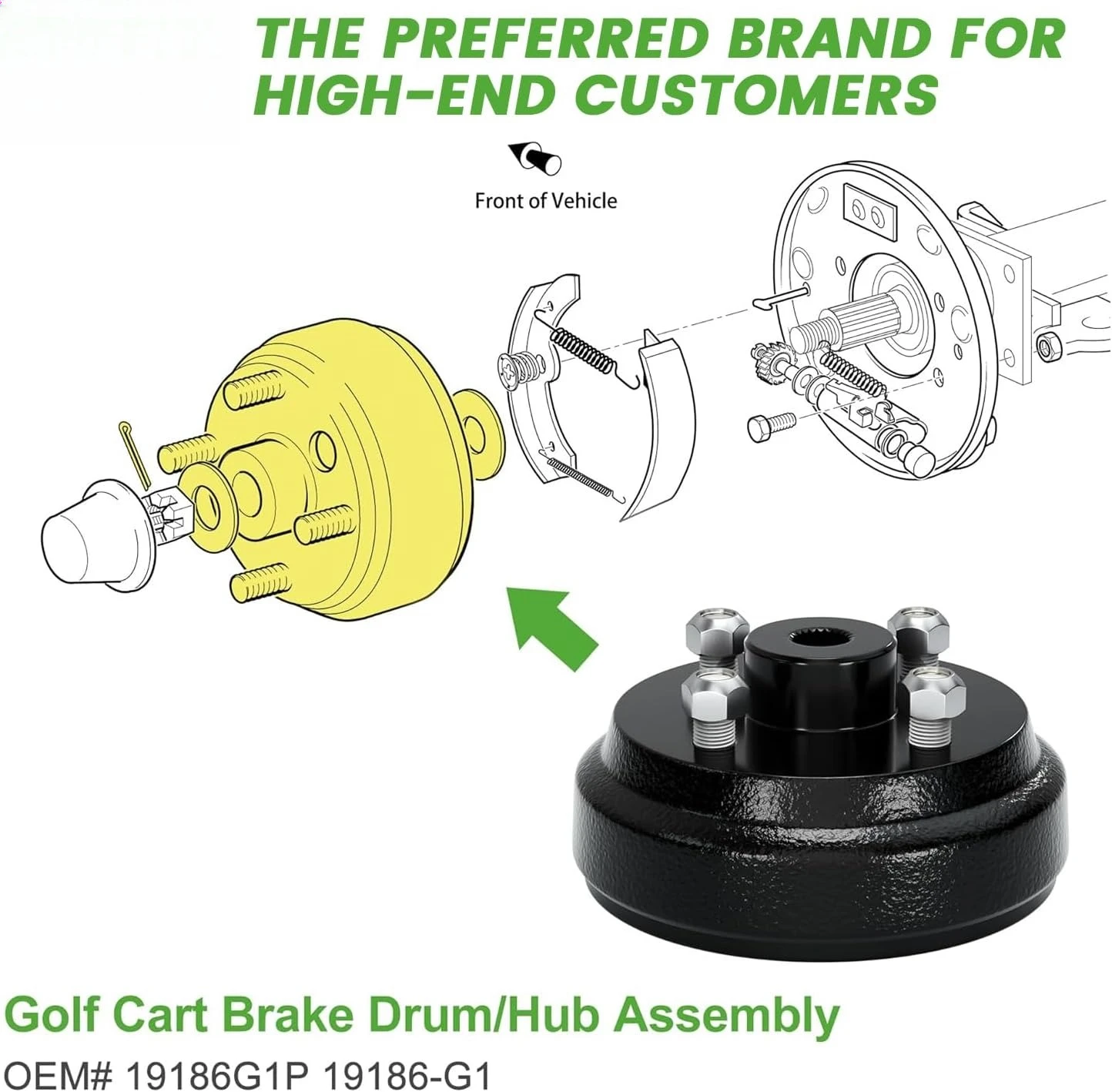 

Тормозной барабан/ступица для гольф-кара (электрический) для TXT заменяет 19186G1P-прямые продажи с фабрики