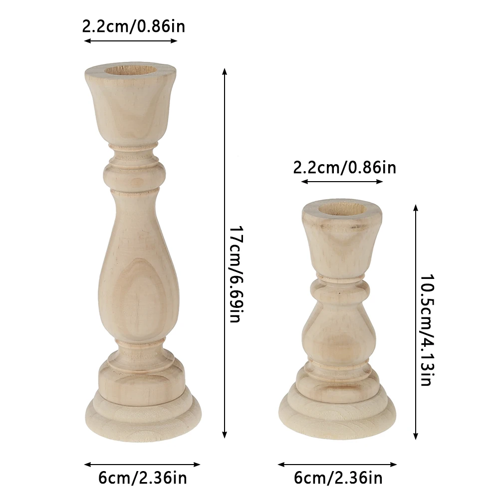 Wooden Candlesticks Unfinished DIY Classic Craft Candle Holders for Paint or Living Room Home Wedding Holiday Decorations