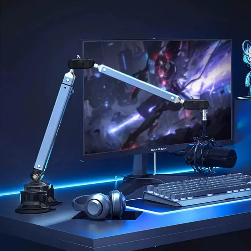 Professional Vacuum Suction Desk Microphone Stand Boom Arm Mic Holder Adjustable Condenser Clip Speech Studio Fixing Clamp