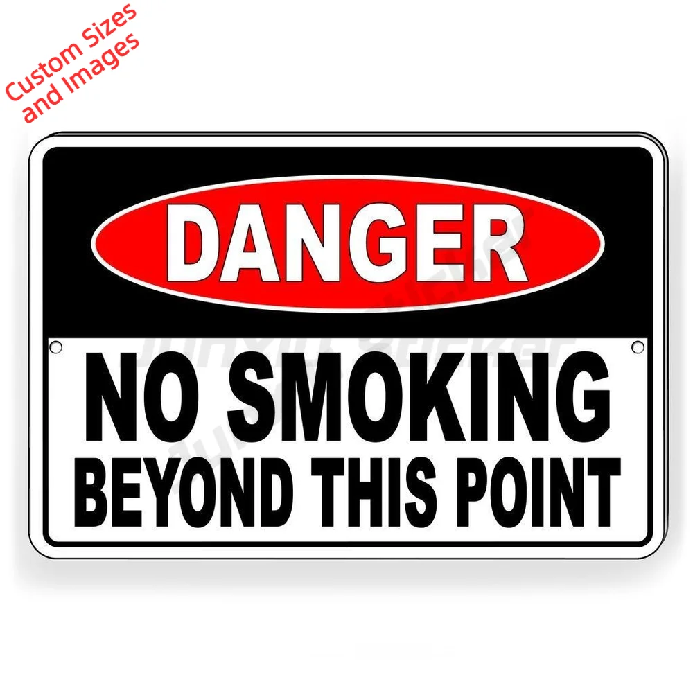 Danger No Smoking Beyond This Point PVC Sticker For Office Entrance Weatherproof Decal Bold Lettering Smoking Policy Notice
