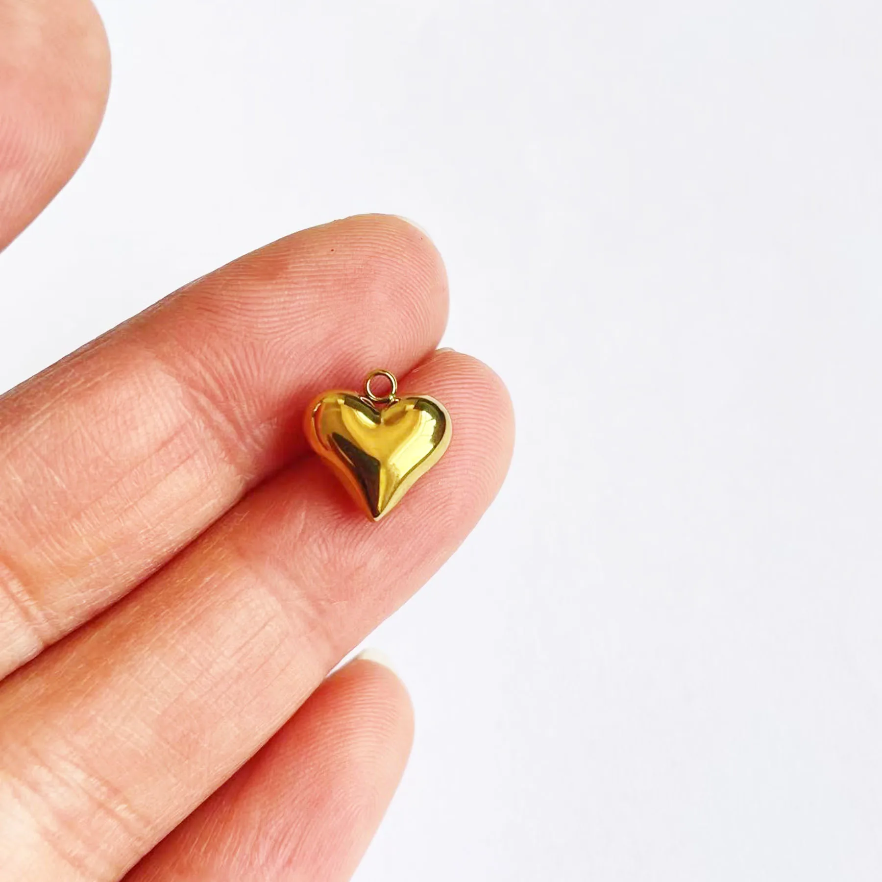 5pcs Stainless Steel Heart Jewelry Charms Pendant DIY Handcraft  Vacuum Plate Waterproof Antiallergic