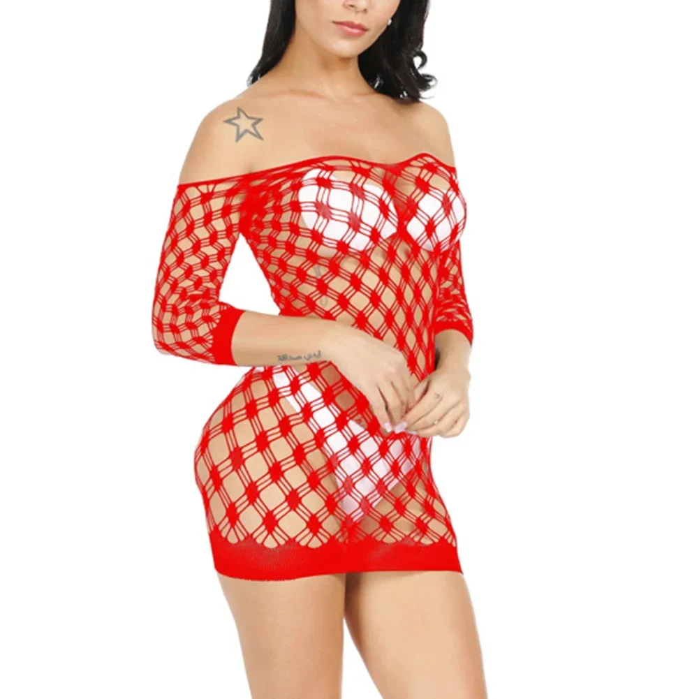 ชุดชั้นในตาข่ายเซ็กซี่สำหรับผู้หญิง bodystockings กลวงดูผ่านชุดนอนเร้าอารมณ์ตาข่ายชุดเดรสเด็กผู้หญิง
