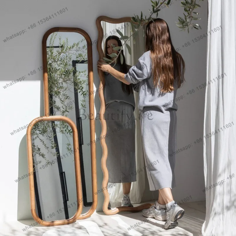 Bedroom retro wavy full-length mirror French antique floor mirror household view 5