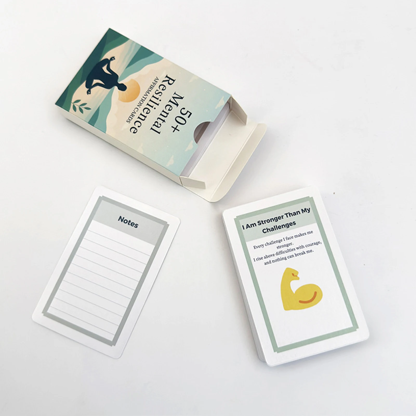 50 قطعة من بطاقات التأكيدات الإيجابية لبناء المرونة العقلية وتخفيف التوتر والعافية العاطفية ودعم الدافع اليومي
