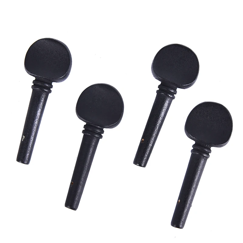 4Pcs 4/4 Ebony Cello Pegs Black Shaft Handle Musical Instruments Solid Accessories Tool