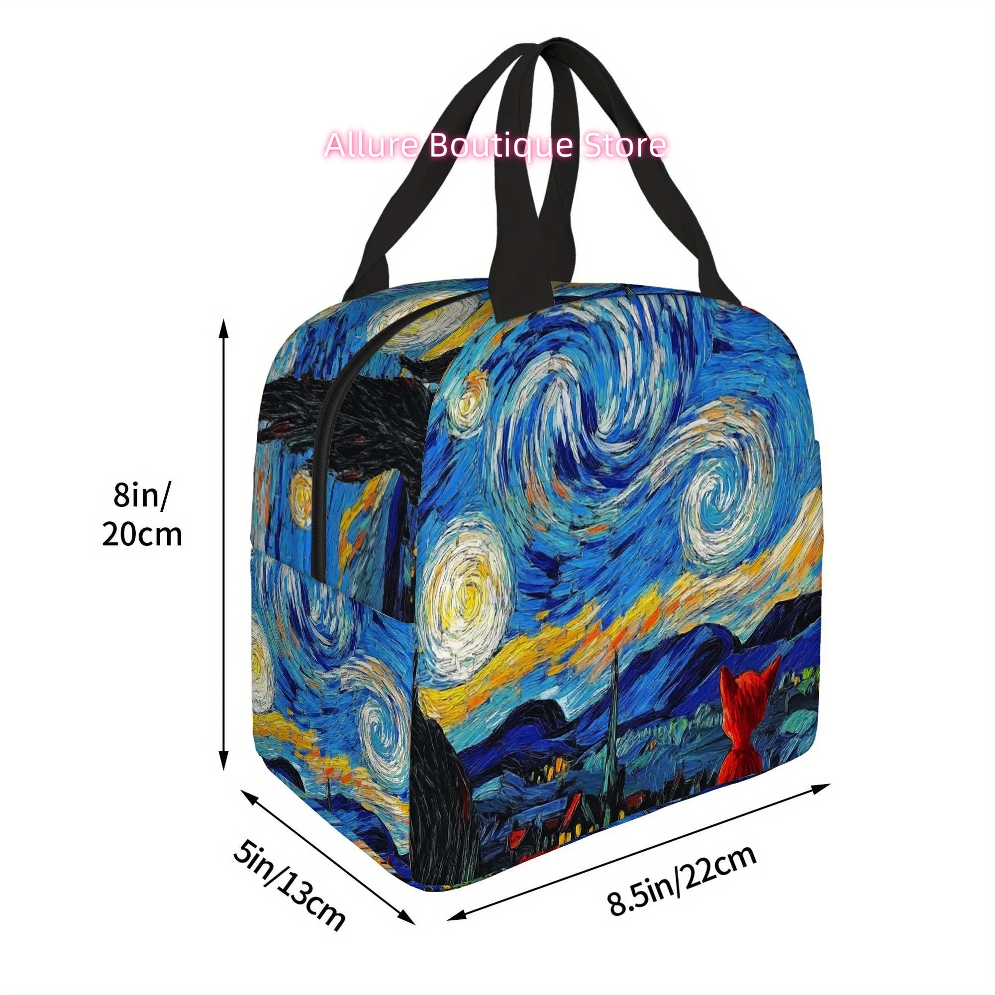 1pc a Thermal Bag Featuring a Fox Beneath a Tree, Observing The Swirling Night Sky. This Insulated Bag Is Not Intended for Food