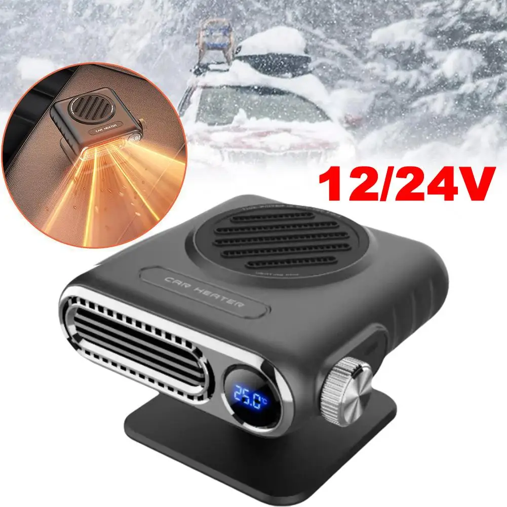 

Display Temperature Car Heater 12V/24V Portable Defogger 150W Defroster Heater Windshield Fan Defogger Dryer Accessories D6V0
