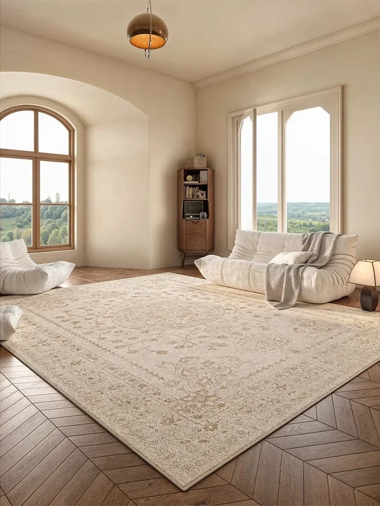 

Bohemian Floral Carpet Vintage Luxury Decorative Rug Soft Machine Washable Living Room Carpets Persian Easy Folding Bedroom Rugs