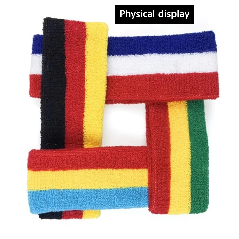 1 Pcs Sweatbands ,Sports Headband and Wristbands  Colorful Cotton Striped Sweatband Set American Flag Style for Men and Women