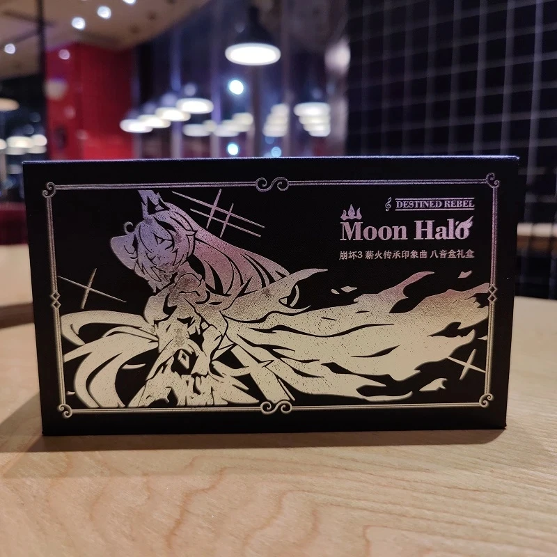 Caja de música Regrabado Honkai Impact 3 con insignia de Kiana Kaslana, colección de figuras de Halo de Luna, modelo de muñeca, figura de juguete para regalo de chico