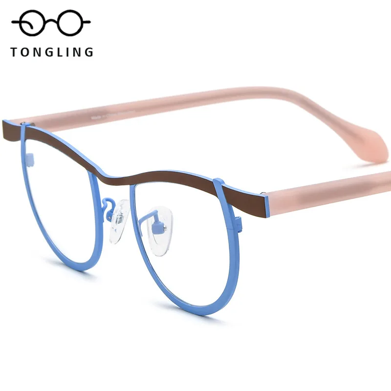 2026 New High-Quality Fashion Women Colorful Titanium Acetate Round Glasses-Retro Men Handcrafted Unique Artistic Eyeglass Frame