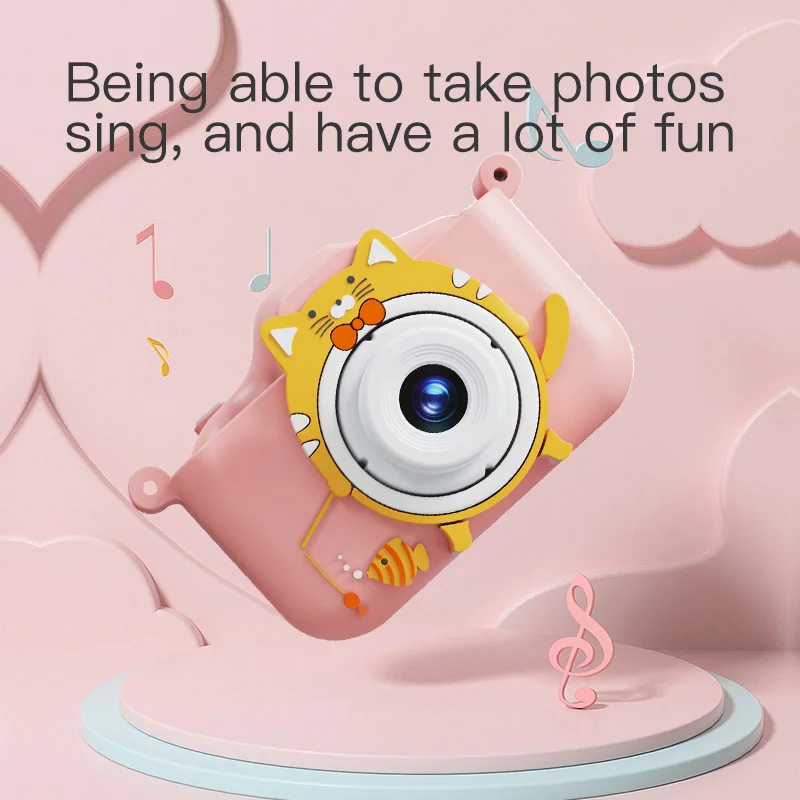 أطفال كاميرا صغيرة الكرتون القط لعب للفتيات الفتيان هدايا عيد ميلاد 1080P HD 2 بوصة شاشة مع غطاء من السيليكون سجل الحياة الكاميرا #5