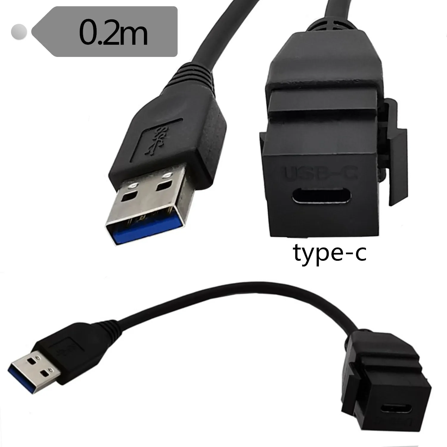 USB 3.0 version USB TYPE-C female ribbon cable socket with buckle panel cable USB wall plug direct insertion panel cable