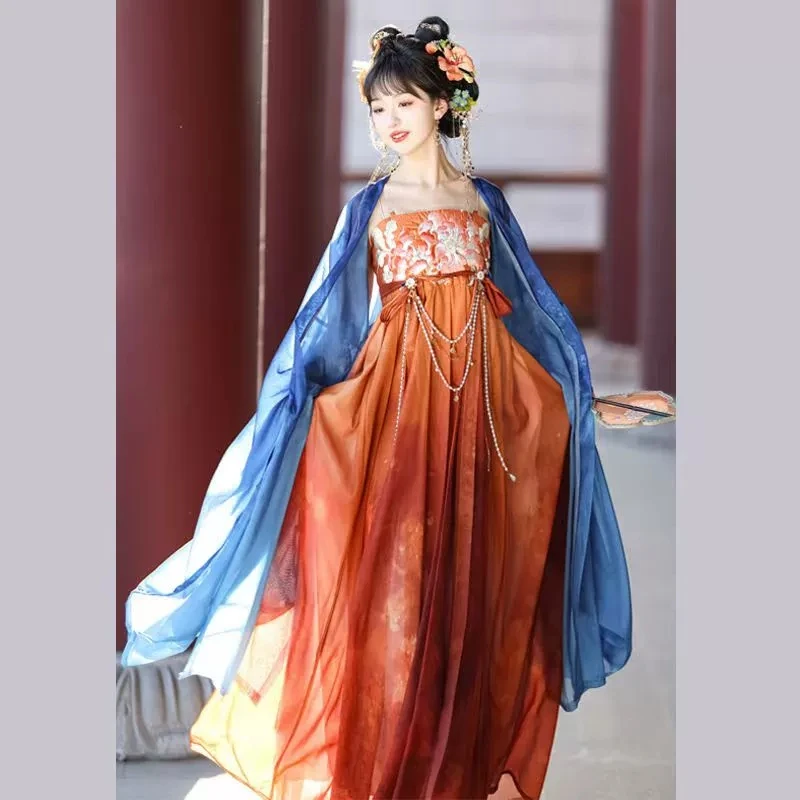 Hanfu الصينية التقليدية فستان تأثيري ازياء العرقية نمط عرض المرحلة موضة ملابس النساء ملابس حفلة فستان جنية الربيع