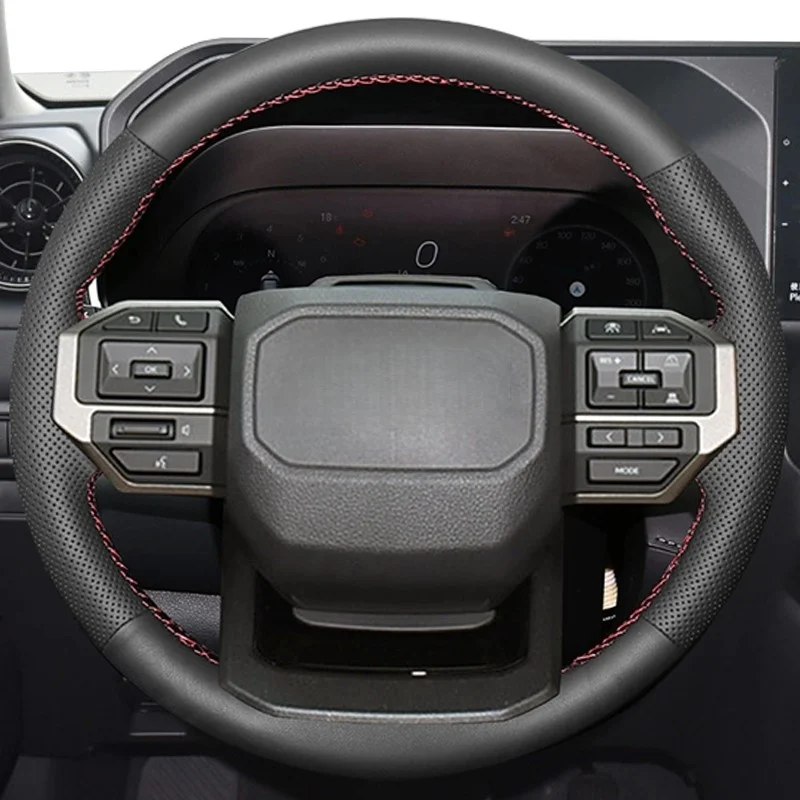 

For Toyota Land Cruiser Prado LC250 2023 2024 2025 Braid Black Leather Interior Car Steering Wheel Cover Accessory