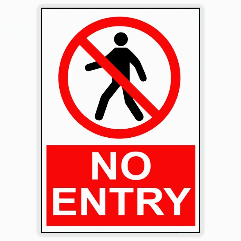 No Entry Sign PVC Waterproof Vinyl Sticker Warning Decal for Car Bumper Window Auto Styling Decor Accessories
