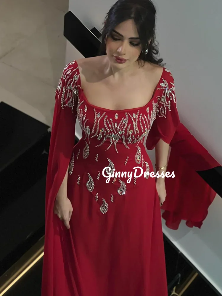 Vestido de noite personalizado feminino, decote quadrado, linha a, vestidos de baile, comprimento do chão, zíper, forro de miçangas, vestido de festa de casamento