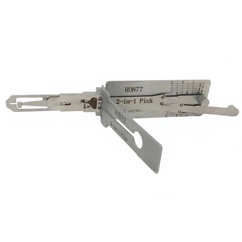 Original Lishi HON77 2 in 1 Lock Pick Decoder Ignition Car Door Open for H-onda Motorcycle Models Vertical Milling