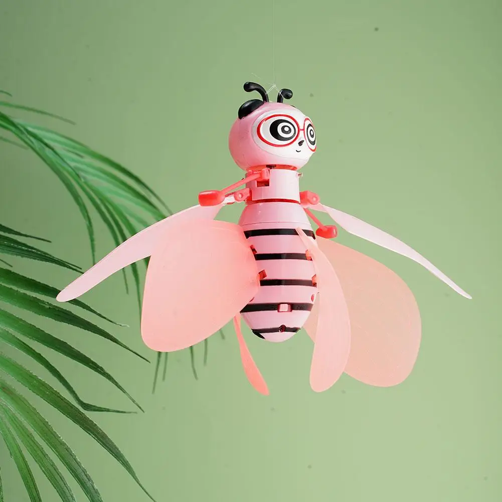 Cute Bee Induction Flying Gesture Sensing Rotating Helicopter with Lights Kids Electric Toy Birthday Gift