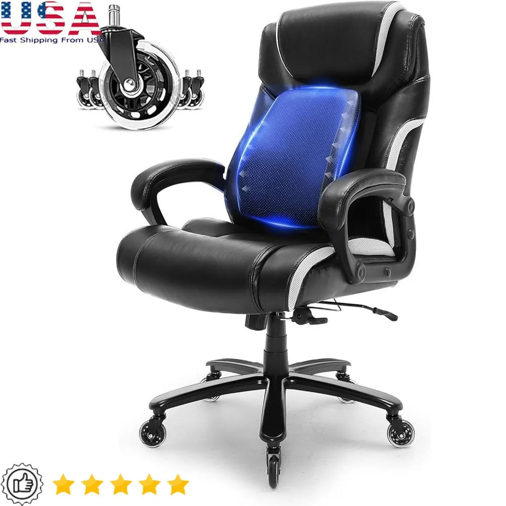 

Heavy Duty Adjustable Lumbar Support Office Chair Big and Tall 500lbs Comfortable Ergonomic Desk Chair with Silent Wheels