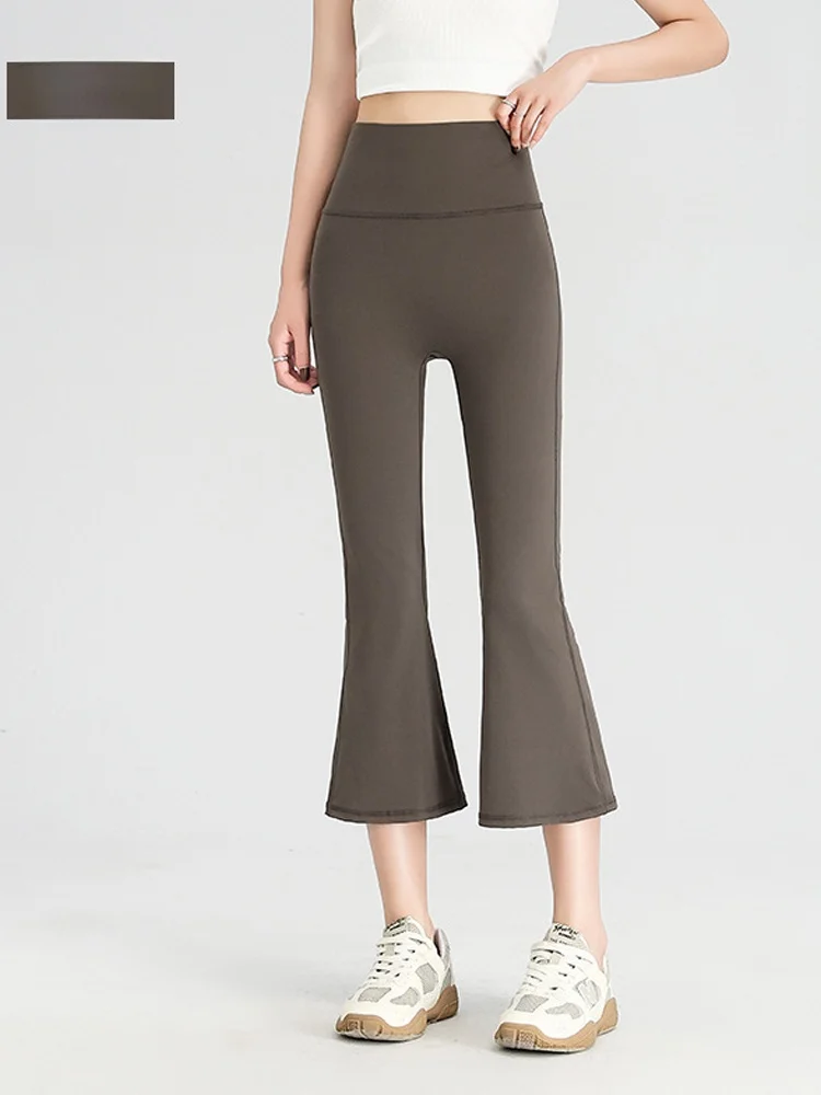 Nuovo 2025 Pantaloni in pelle di arca blu Estate da donna Sottile Seta di ghiaccio Yoga Fitn Pantaloni a vita alta Boting Vita alta Sollevamento del sedere