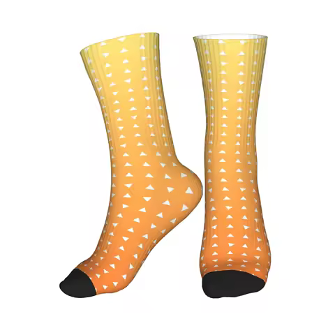 Funny Socks Demon Slayer Zenitsu Crew Socks Men 3D Printed Stockings Woman