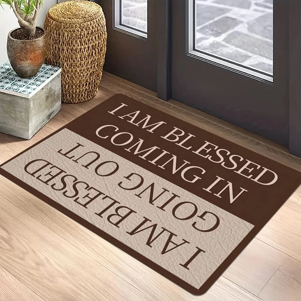 Inspirational Quote Door Mat Carpet Non-Slip Entrance Rug Home Decoration Indoor Floor Mat for Living Room Bedroom Multicolor
