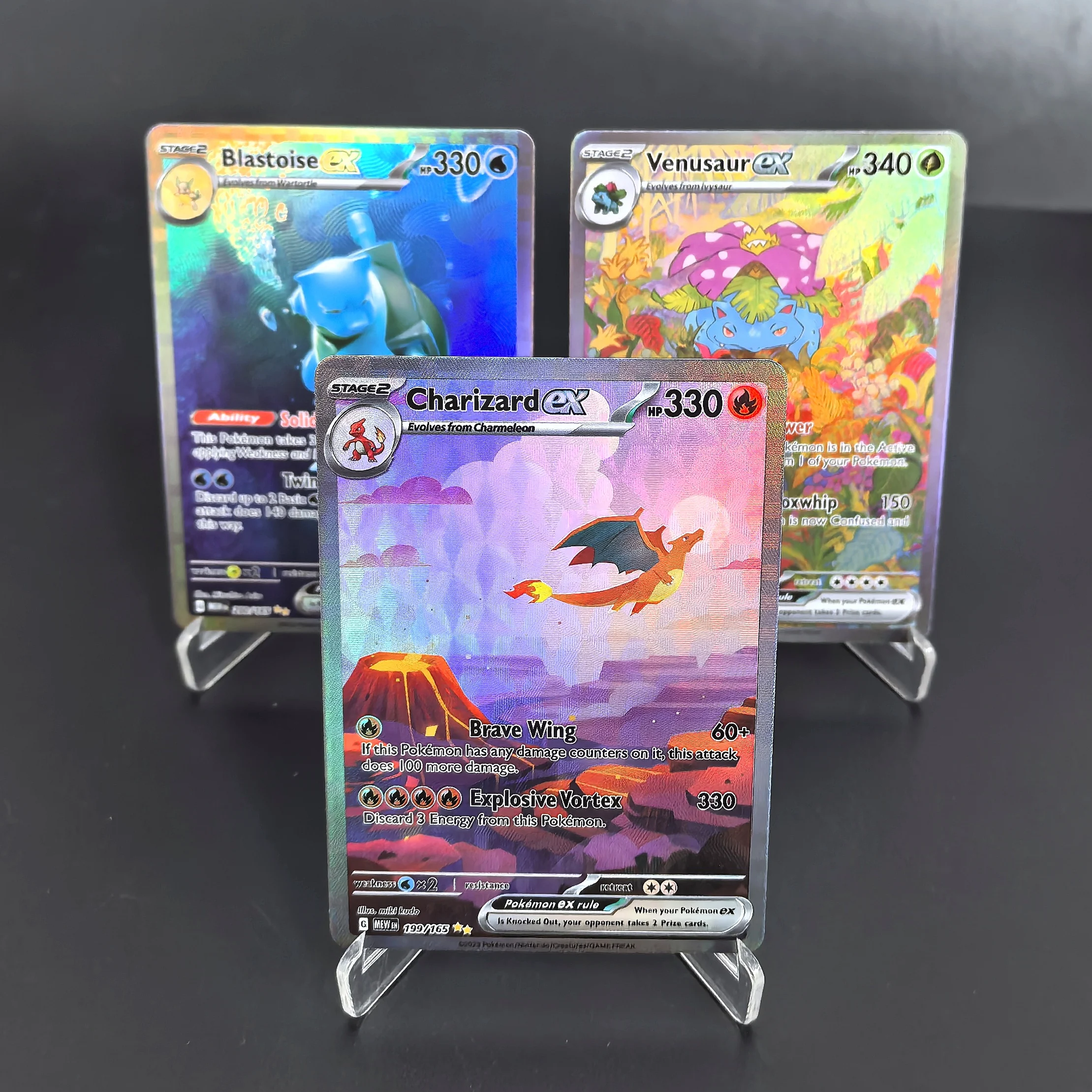 

DIY PTCG Pokemon Collection Cards MEW Charizard Blastoise Venusaur EX RARE Self Made Single Cards Classic Game Anime Cards Gift