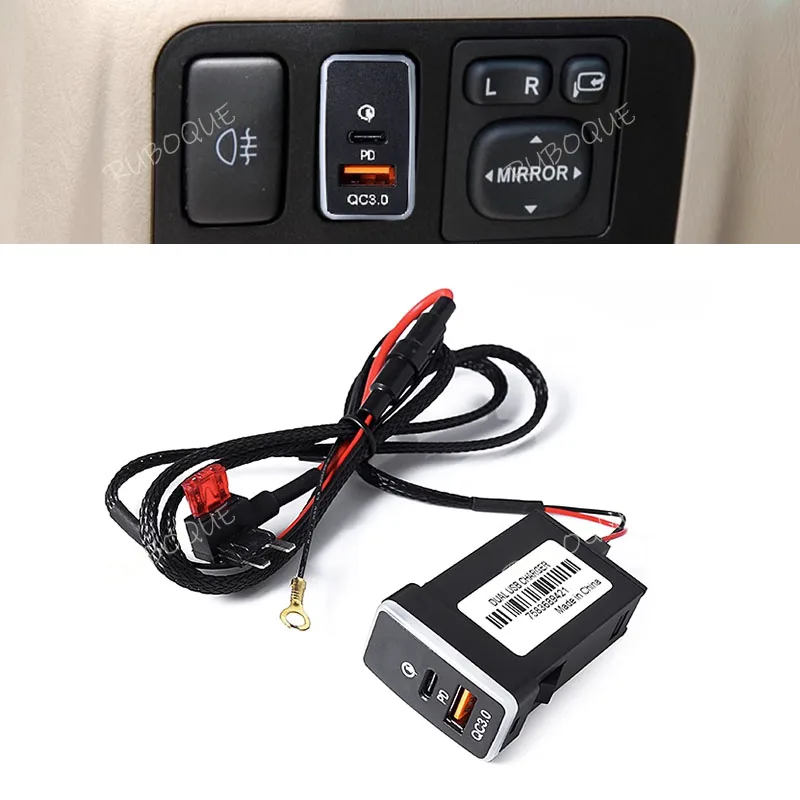 12V/24V Dual USB Car Charger QC3.0 Fast Charger Adapter Car Phone For Toyota Prado FJ LC120 Hino 300