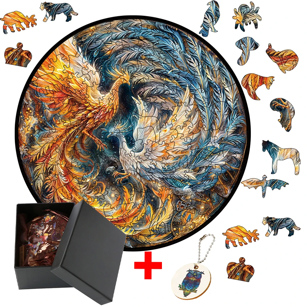 

Phoenix Wooden Animal Jigsaw Puzzle DIY Crafts For Adults Kids Irregular Pieces 3D Puzzle Game Perfect Birthday or Holiday Gift