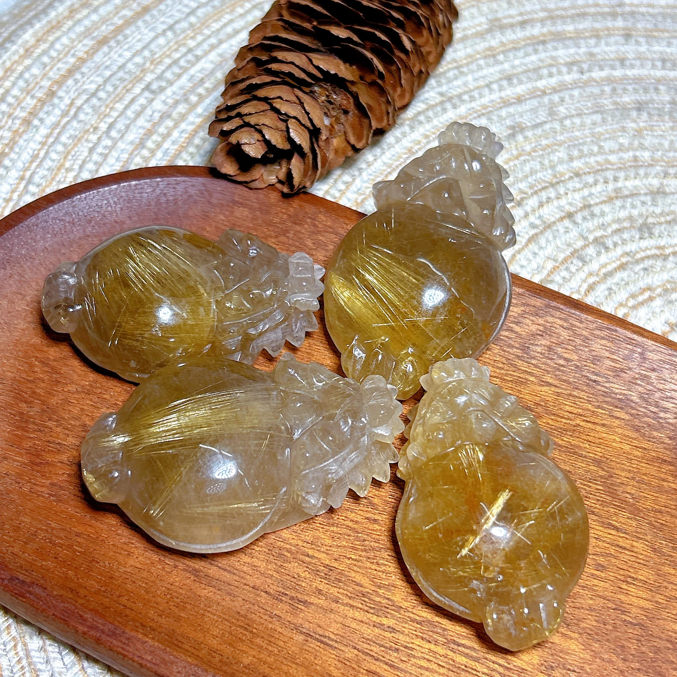 Healing Natural Crystal Golden Rutile Dragon Turtle Carving Gemstones Mineral Energy Reiki Home Decorations Gift