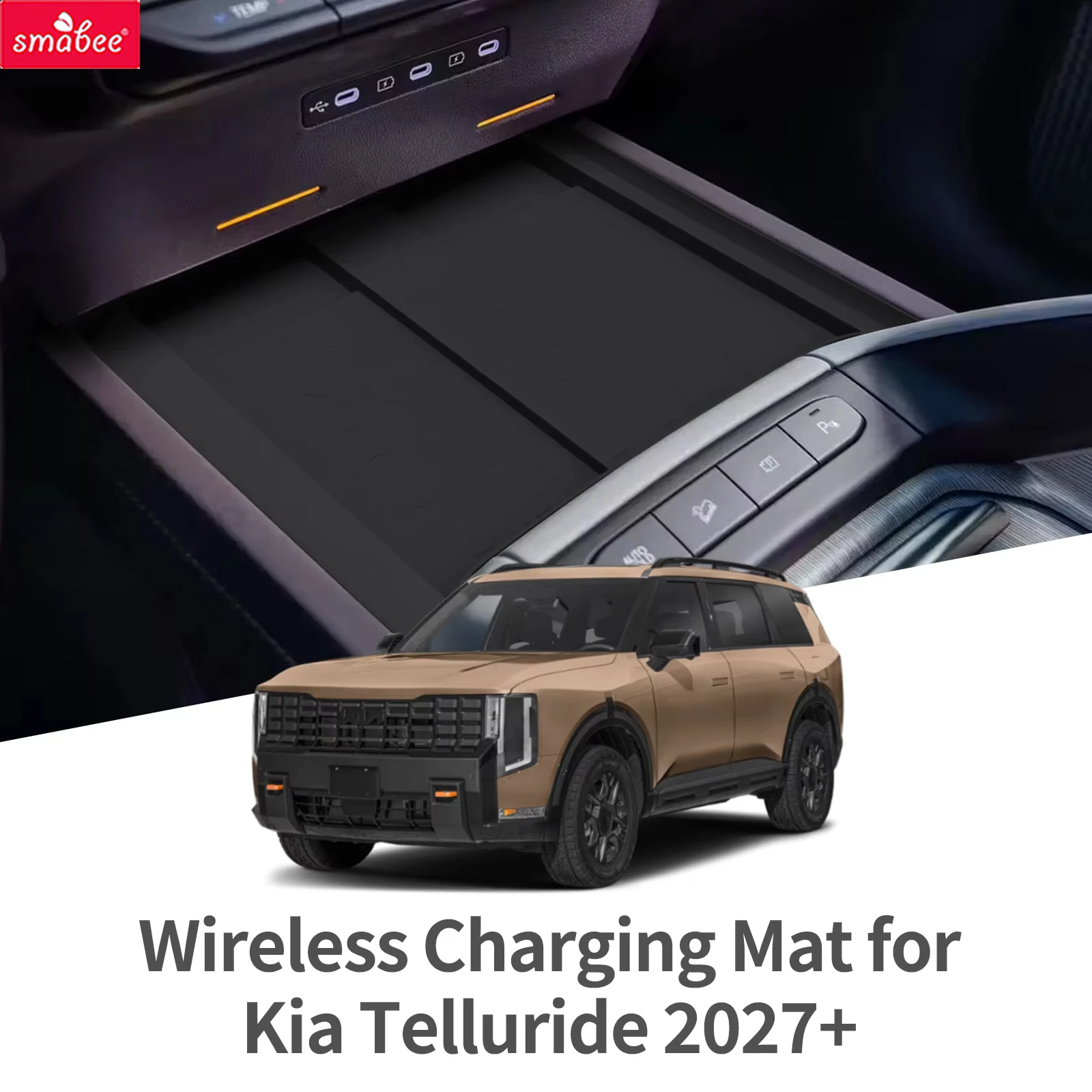 Smabee for Geely EX2 Max 2024-2026 (Not Fit EX2 Pro) Car Mobile Wireless Charge Anti-Slip Mats Interior Accessiories Black