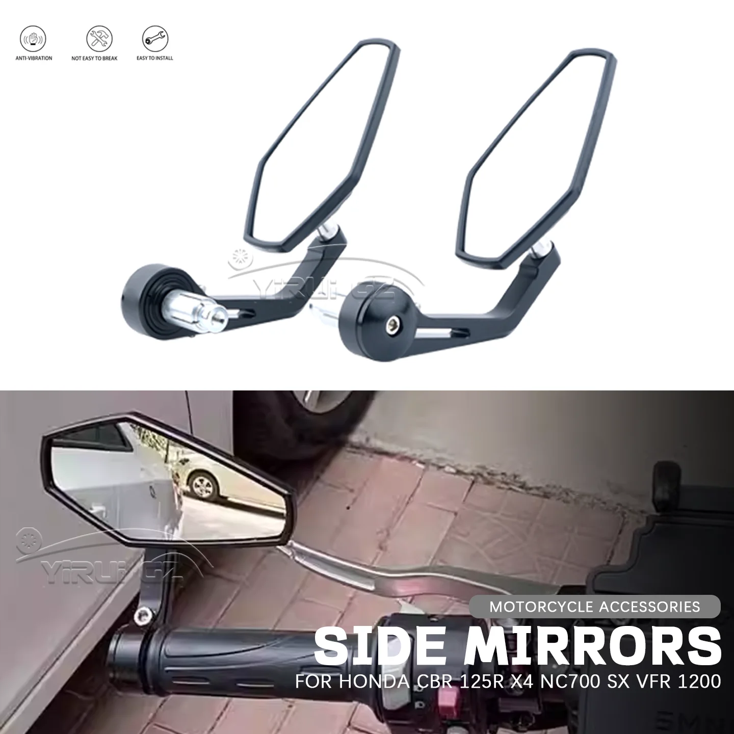 

NEW 7/8" Handlebar End Rearview Mirror Side View Mirror Motorcycle Rearview Mirror FOR HONDA CBR125 NC700 XL1000 X-ADV750 cbf600