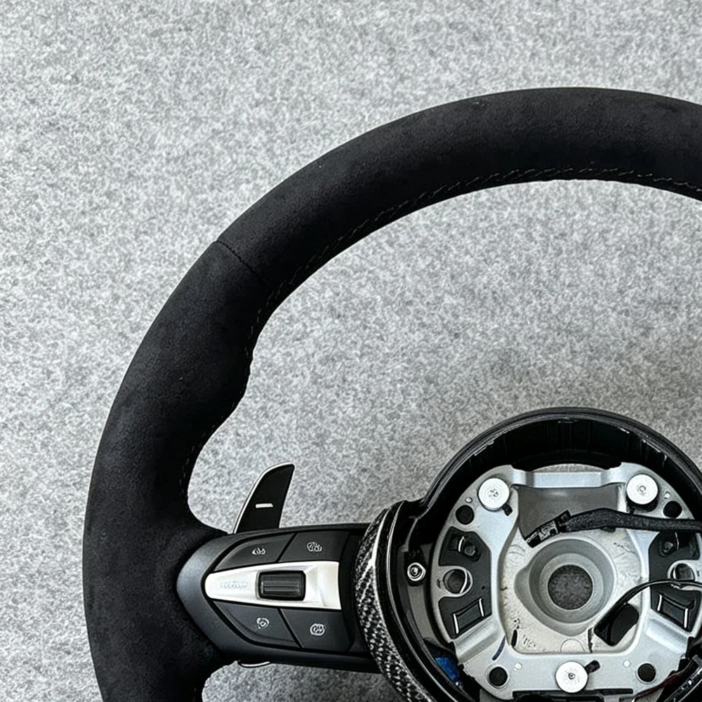 Car Accessories Suede Steering Wheel For BMW F80 M3 M4 F82 F85 F90 X5 F15 F10 F20 F22 F30 F31 M2 F87 M3 E70 E90 Factory Direct view 4