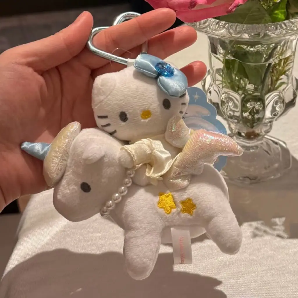 Hello Kitty Angel Unicorn Love Button Plush Keychain Pendant Girl Bag Hanging Ornaments Kid Ragdoll Girly Gifts