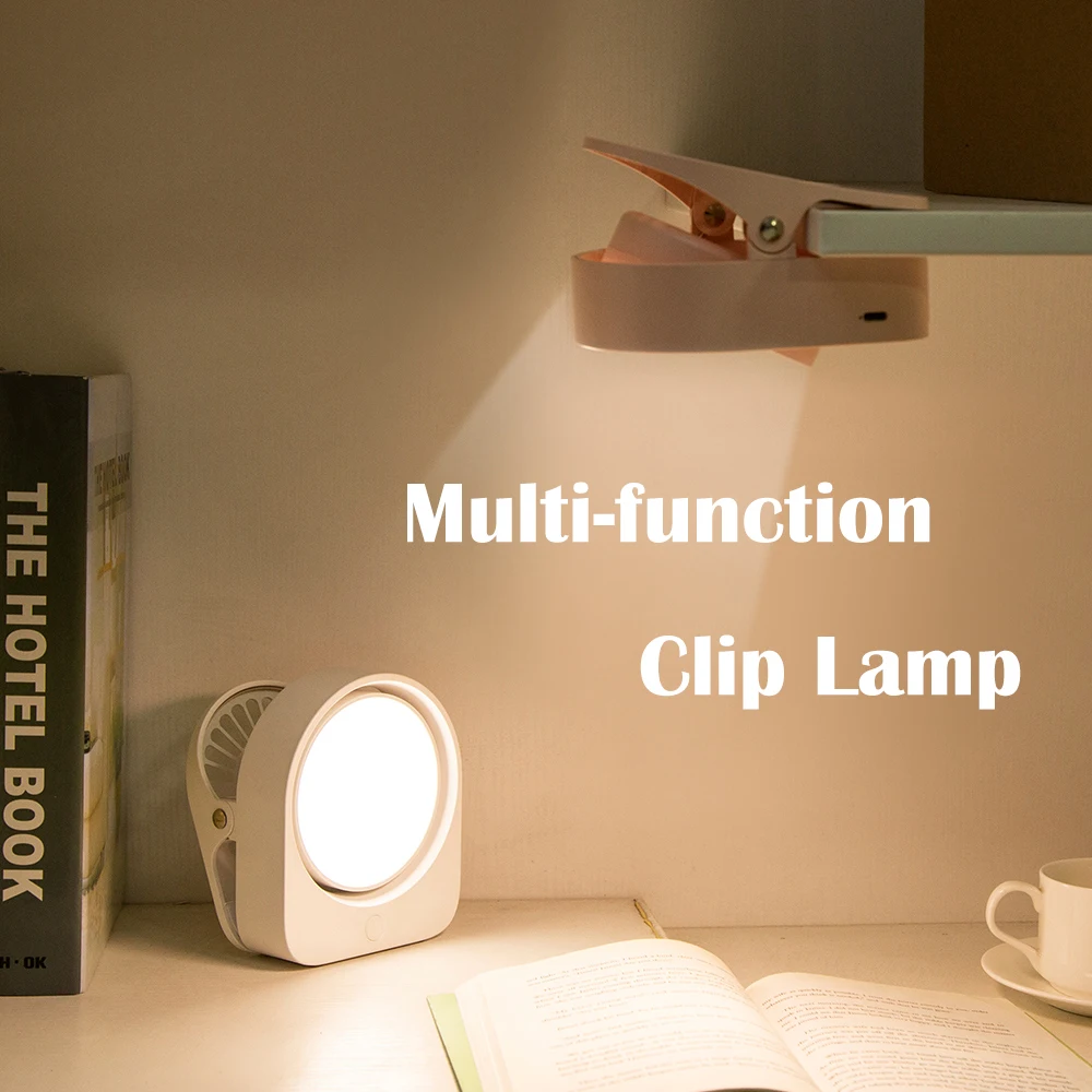 LED Nightlight 3-Color Multi-function Clip Light Rechargeable  Table Lamp for Reading Lighting Holiday Gifts for Children Friend