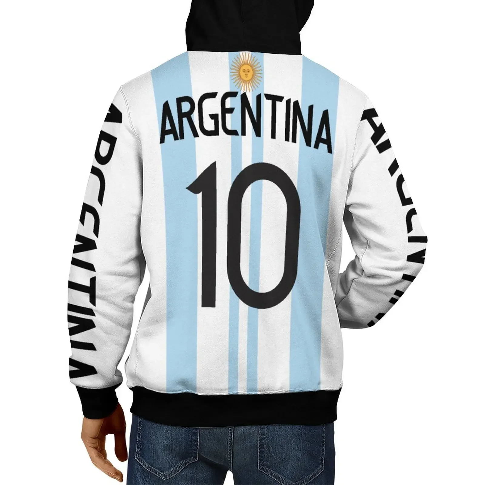 Jumeast Argentina Football Hoodies Soccer Selection 2022 ARG Team 3D Print Shirt Drip YK2 Clothing Baggy White Hoody Sport Tops