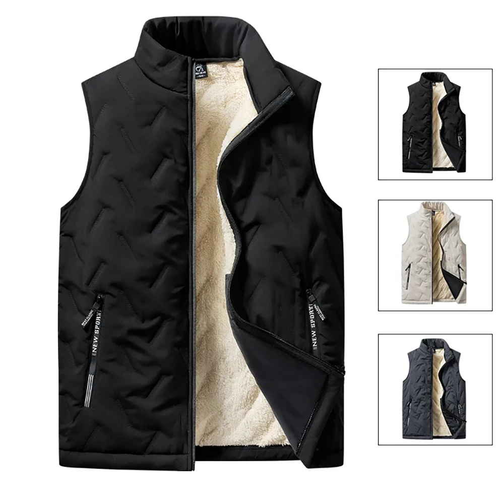 

Autumn and winter fashion men's cotton vest jacket casual multifunctional plus size warm standing collar sleeveless men's top