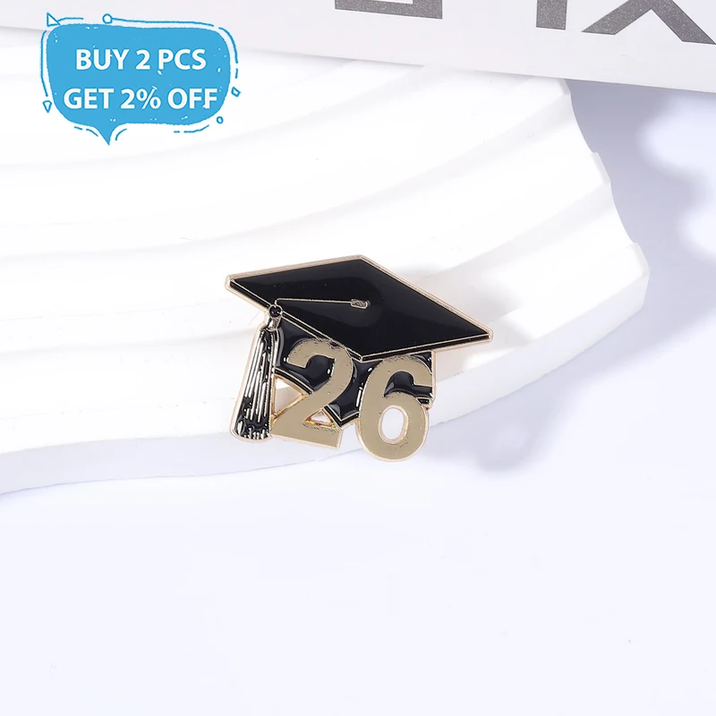 2026 Graduation Cap Enamel Pins Graduation Souvenir Metal Brooches Fashion Lapel Badge Backpack Clothes Jewelry Gift for Friends