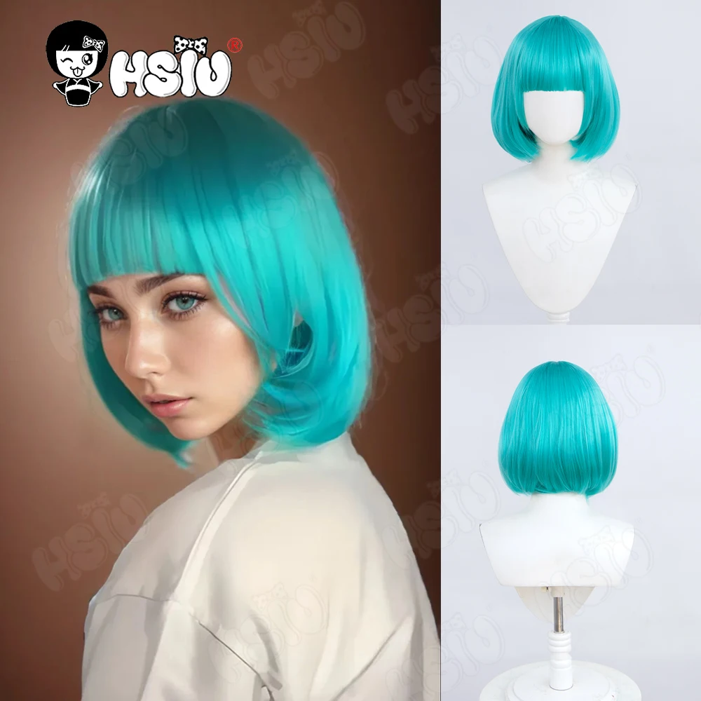 Wife Cosplay Wig Fiber Synthetic Wig「HSIU」30cm Lake Green Short Wig MV Wig KPOP Gidle Wife Cosplay Wig