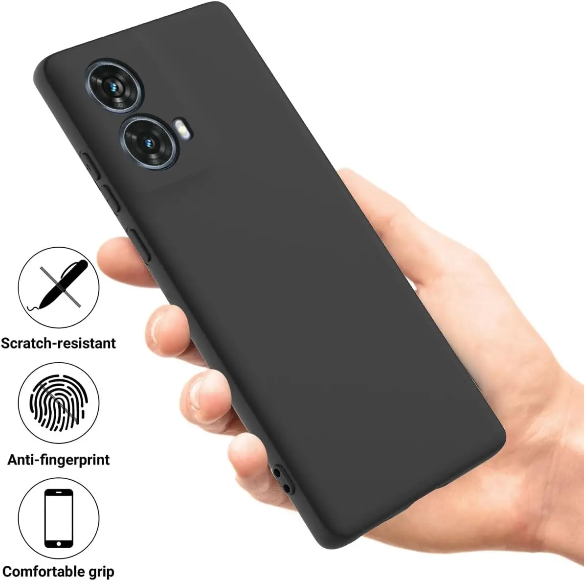حافظة لهاتف Moto G85 باللون الأسود غير اللامع من مادة TPU لهاتف MOTOLORA Moto S50 Neo