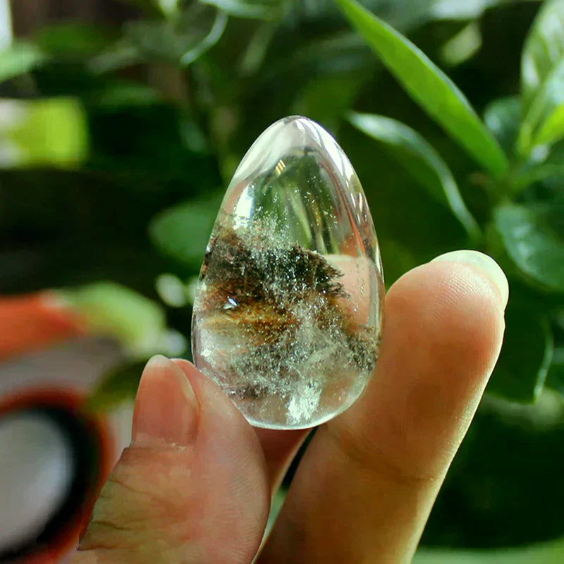 Natural Green Ghost Phantom Stone Crystal Quartz Gemstone Specimen Healing Stone