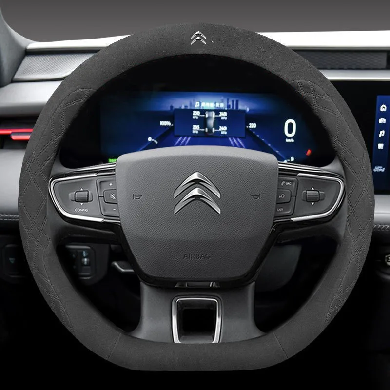 Suede Car Steering Wheel Cover Citroen C1 C2 C3 C4 C5 C6 ELYSEE VTS Xsara DS3 C-Crosser Berlingo Sega AIRCROSS C3-XR Accessories - view 3