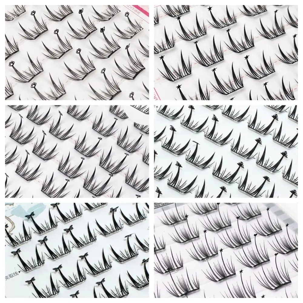 Pestañas postizas creativas segmentadas, árbol de estrella, extensiones de pestañas DIY, mariposa, amor, forma de corazón, reutilizable