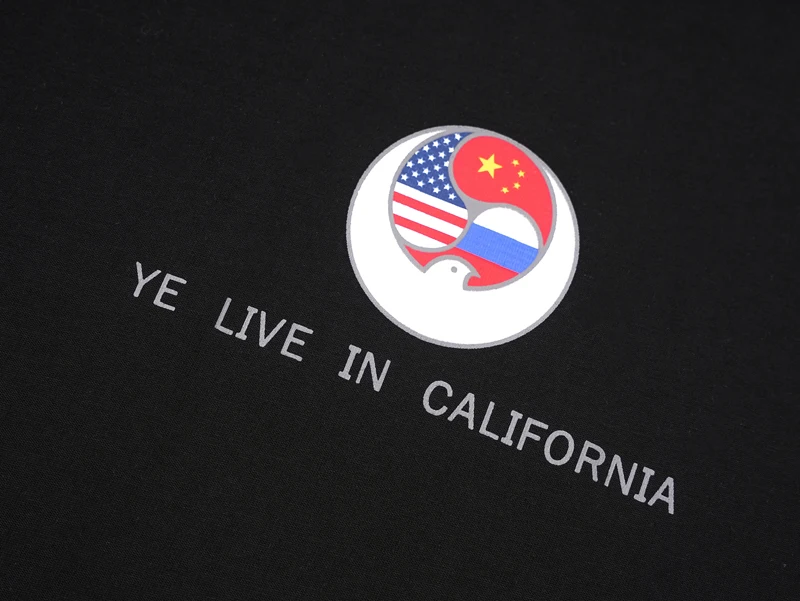 Oversize Cotton Kanye Long Sleeve Tees Splicing Flag Print Bully Round Neck Tshirts Men Women Casual Loose Hiphop Street Outfit