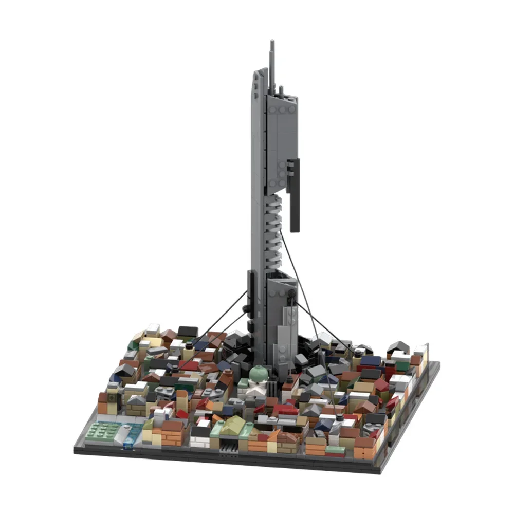 Gobricks MOC 게임 장면 스카이 라인 시티 17 빌딩 블록 하프 라이프 2 모델 아키텍처 벽돌 어린이를위한 조립 장난감 선물